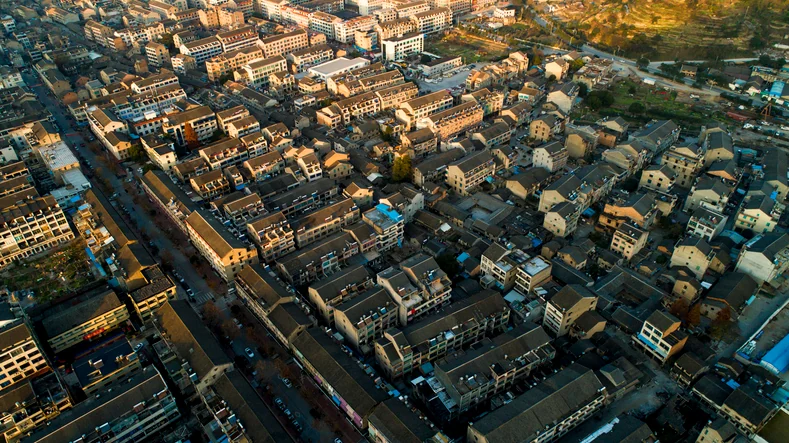 Vue aérienne d’un quartier urbain
